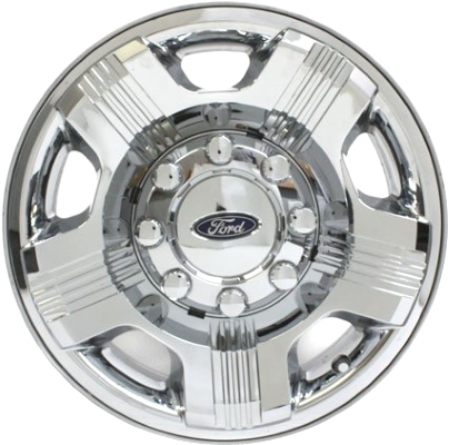 Ford F-250 2008-2010, F-350 SRW 2008-2010 chrome clad 18x8 steel wheels or rims. Hollander part number STL3688, OEM part number 8C3Z1015H, 7C3Z1015E.