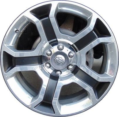 Ford F-150 2008-2009 black polished 22x9 aluminum wheels or rims. Hollander part number ALY3750U80/3868, OEM part number 8L3Z1007A.