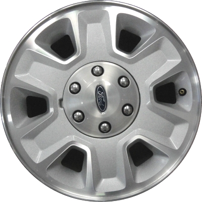 Ford F-150 2009-2014 silver machined 17x7.5 aluminum wheels or rims. Hollander part number ALY3780U10, OEM part number 9L3Z1007B.