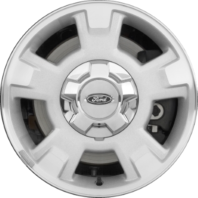 Ford F-150 2009-2014 silver machined 17x7.5 aluminum wheels or rims. Hollander part number ALY3781, OEM part number 9L3Z1007A.