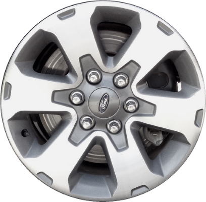 Ford F-150 2010-2014 charcoal machined 18x7.5 aluminum wheels or rims. Hollander part number ALY3832, OEM part number AL3Z1007J.