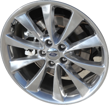 Ford Flex 2009-2012 Lincoln MKS 2009-2012, Lincoln MKT 2010-2012 polished 20x8 aluminum wheels or rims. Hollander part number 3824U80, OEM part number AE9Z1007D, BE9Z1007A.