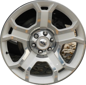 Ford F-150 2010-2014 white polished 22x9 aluminum wheels or rims. Hollander part number ALY3750U50/3868, OEM part number BL3Z1007B.
