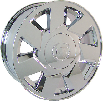 Cadillac Deville 2000-2002 chrome 17x7.5 aluminum wheels or rims. Hollander part number ALY4553/4552A85, OEM part number 9593270.