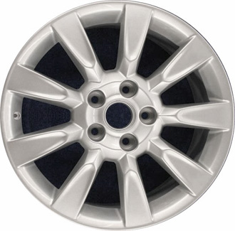 Cadillac XLR 2009 powder coat silver 18x8 aluminum wheels or rims. Hollander part number ALY4657U20, OEM part number 9598616.
