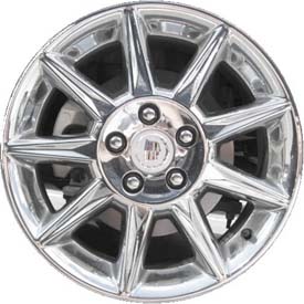 Cadillac DTS 2008-2011 chrome 17x7 aluminum wheels or rims. Hollander part number ALY4658, OEM part number 9597756.