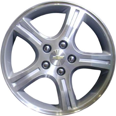 Chevrolet Uplander 2005 powder coat silver or machined 17x6.5 aluminum wheels or rims. Hollander part number ALY5211U, OEM part number 9595317.