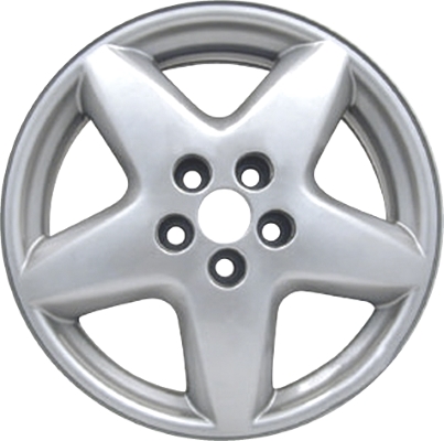 Chevrolet Cavalier 1995-1999 powder coat silver 16x6 aluminum wheels or rims. Hollander part number ALY5042, OEM part number 12360444.