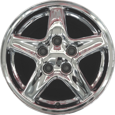 Chevrolet Camaro 1997-1999 chrome 16x8 aluminum wheels or rims. Hollander part number ALY5056U85, OEM part number 12363782.