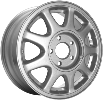 Chevrolet Malibu 1997 powder coat silver 15x6 aluminum wheels or rims. Hollander part number ALY5060, OEM part number 12365462.