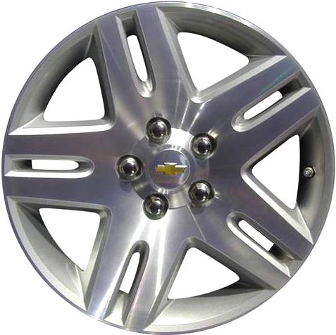 Chevrolet Impala 2006-2013, Impala Limited 2014-2016, Monte Carlo 2006-2007 silver machined 17x6.5 aluminum wheels or rims. Hollander part number 5071, OEM part number 9595378.
