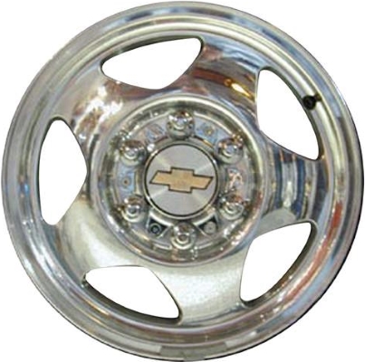 Chevrolet Tahoe 1999-2000 polished 16x7 aluminum wheels or rims. Hollander part number ALY5114, OEM part number 9593950.