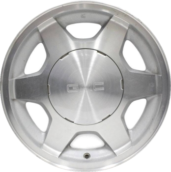 GMC Savana 1500 2004-2008, Sierra 1500 2003-2007, Yukon 1500 2003-2006 silver machined 16x7 aluminum wheels or rims. Hollander part number 5156, OEM part number 9598144.