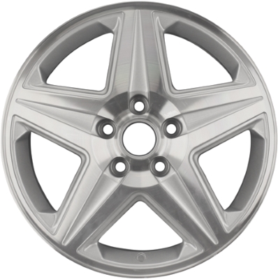 Chevrolet Impala 2004-2005, Monte Carlo 2004-2005 silver machined 17x6.5 aluminum wheels or rims. Hollander part number 5187U20/5219, OEM part number 88957257.