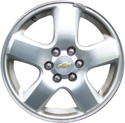 Chevrolet Uplander 2007-2009 silver machined 17x6.5 aluminum wheels or rims. Hollander part number ALY5278, OEM part number 9595992.