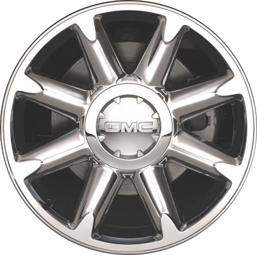 GMC Sierra 1500 2007-2013, Yukon 1500 2007-2014 chrome 20x8.5 aluminum wheels or rims. Hollander part number 5304, OEM part number 9595662.
