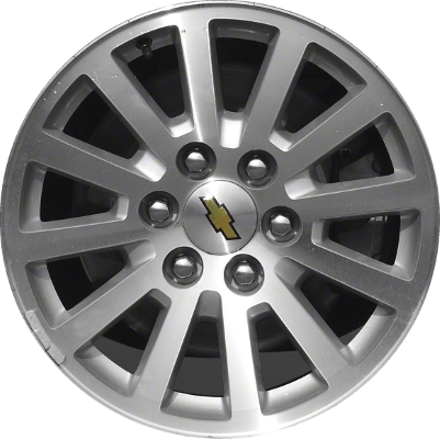 Chevrolet Tahoe 2008-2014, Yukon 1500 2008-2014 silver machined 18x8 aluminum wheels or rims. Hollander part number 5355U10/5356, OEM part number 9598481.