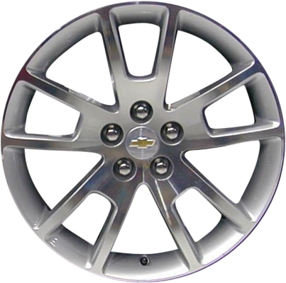 Chevrolet Malibu 2006-2012 silver machined 18x7 aluminum wheels or rims. Hollander part number ALY5361, OEM part number 9596801, 9598595.