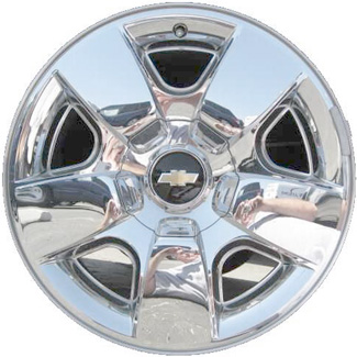 Chevrolet Avalanche 1500 2007-2013, Silverado 1500 2007-2013, Suburban 1500 2007-2014, Tahoe 2007-2014 chrome clad 20x8.5 aluminum wheels or rims. Hollander part number 5417, OEM part number 9597227.