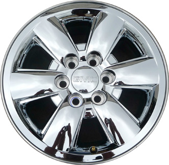 GMC Sierra 1500 2009-2013, Yukon 1500 2009-2014 chrome clad 18x8 aluminum wheels or rims. Hollander part number 5418, OEM part number 9597226.