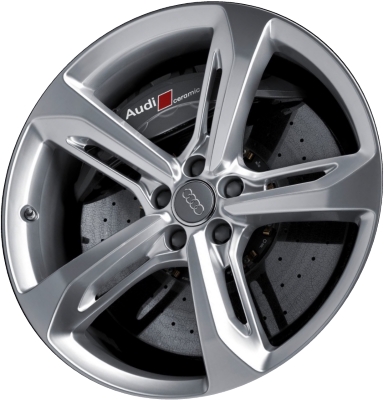 Audi RS7 2014-2018 powder coat silver 21x9 aluminum wheels or rims. Hollander part number ALY58939U20.LS1, OEM part number 4G8601025AM.