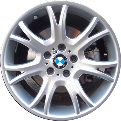 BMW X3 2004-2011 powder coat hyper silver 19x8.5 aluminum wheels or rims. Hollander part number ALY59566, OEM part number 36113417267, 36113454873.