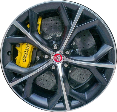 Jaguar F Type 2014-2020 black polished 20x9 aluminum wheels or rims. Hollander part number ALY59912, OEM part number T2R18453.