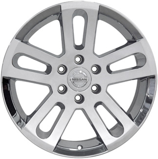 Nissan Titan 2008-2015 chrome 20x8 aluminum wheels or rims. Hollander part number ALY62516, OEM part number 40300ZT20A, 999W1WV000.