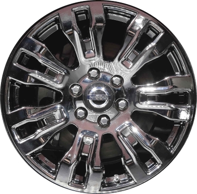 Nissan Armada 2015, Titan 2017-2019 black chrome clad 20x8 aluminum wheels or rims. Hollander part number 62704, OEM part number 40300EZ01D.