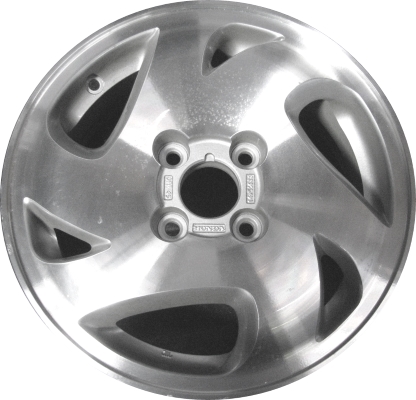 Acura Integra 1997-1998, Civic 1996-2000 silver machined 14x5.5 aluminum wheels or rims. Hollander part number 63791, OEM part number 08W14SR0100F, 42700S02G01, 4818902, 4910014.