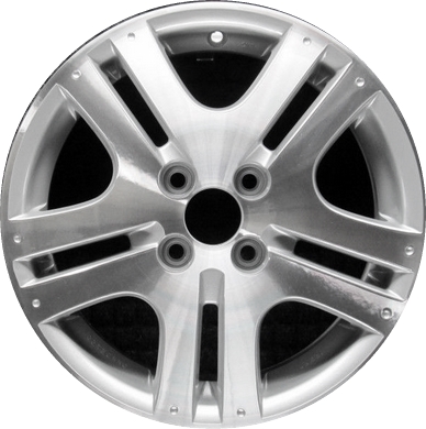 Honda Fit 2007-2008 silver machined 15x6 aluminum wheels or rims. Hollander part number ALY63917, OEM part number 42700SLNA91, 42700SLNA92, 42700SLNA81, 42700SLNA82.