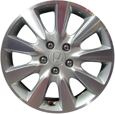 Honda Accord 2004-2007 silver machined 17x6.5 aluminum wheels or rims. Hollander part number ALY63919, OEM part number 42700SDBJ01, 42700SDBK30, 42700SDBJ02.