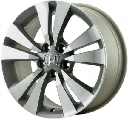 Honda Accord 2008-2014 dark grey machined 17x7.5 aluminum wheels or rims. Hollander part number ALY63938U10.LC23, OEM part number 42700TE0A91.