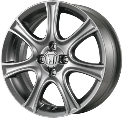 Honda Fit 2009-2014 powder coat dark grey 16x6 aluminum wheels or rims. Hollander part number ALY63997, OEM part number 08W16-TK6-100.