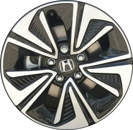 Honda Civic 2016-2019 black machined 17x7 aluminum wheels or rims. Hollander part number ALY64098U, OEM part number 42700TBAA91, 42700TBAA92, 42700TGGA91.