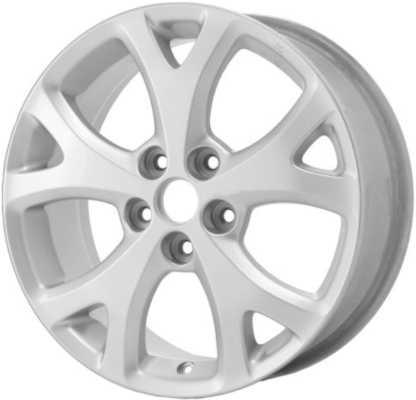 Mazda 3 2007-2009 powder coat silver 17x6.5 aluminum wheels or rims. Hollander part number ALY64895, OEM part number 9965066570, 9965166570.