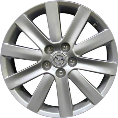 Mazda 3 2007-2009 powder coat silver 18x7 aluminum wheels or rims. Hollander part number ALY64896, OEM part number 9965127080, 9965097080.