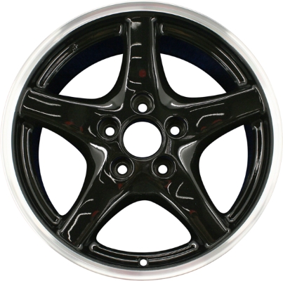 Pontiac Firebird 1996-2002, Pontiac Trans Am 1996-2002 powder coat black w/ machined lip 17x9 aluminum wheels or rims. Hollander part number 6521U45/6556, OEM part number .