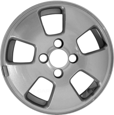 Chevrolet Aveo 2006-2008 powder coat silver 14x5.5 aluminum wheels or rims. Hollander part number ALY6602, OEM part number 96653145.
