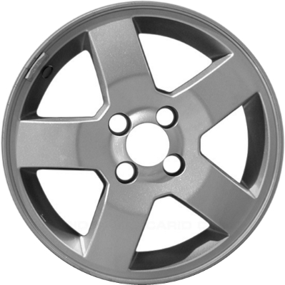 Chevrolet Aveo 2006-2008 powder coat silver 15x6 aluminum wheels or rims. Hollander part number ALY6614, OEM part number 96653135.