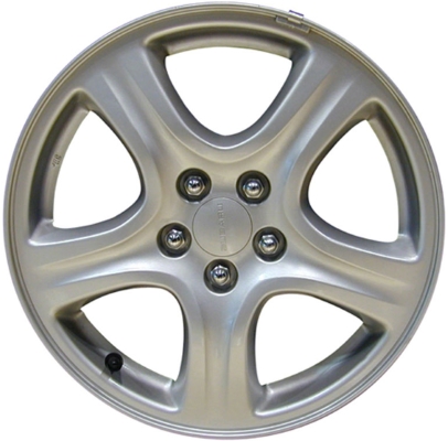 Subaru Impreza 2002-2004 powder coat silver 16x6.5 aluminum wheels or rims. Hollander part number ALY68720, OEM part number 28111AE070.