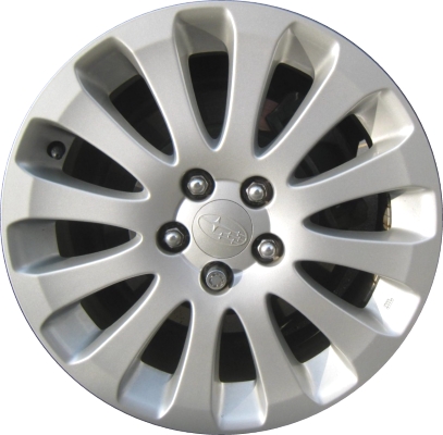 Subaru Impreza 2008-2011 powder coat silver 16x6.5 aluminum wheels or rims. Hollander part number ALY68761, OEM part number 28111FG171, 28111FG010, 28111FG110, 28111FG170.