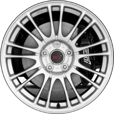 Subaru Impreza WRX 2008-2014 powder coat silver 18x8.5 aluminum wheels or rims. Hollander part number ALY68778U20.LS03, OEM part number 28111FG070.
