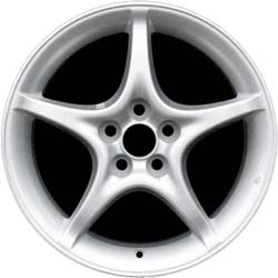 Toyota Celica 2000-2005 powder coat silver 16x6.5 aluminum wheels or rims. Hollander part number ALY69388, OEM part number 426112B290, 4261120A10.