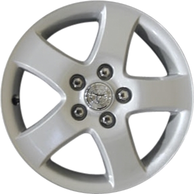 Toyota Camry 2002-2006 powder coat silver 16x6.5 aluminum wheels or rims. Hollander part number ALY69416, OEM part number 4261106180, 4261133340.