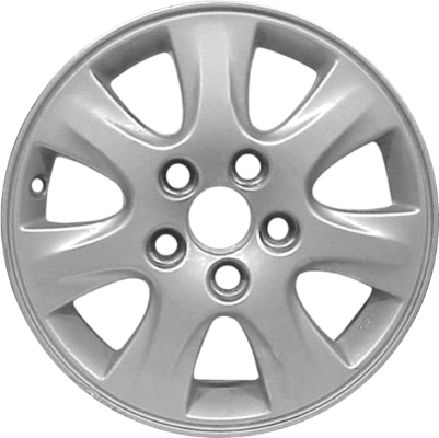 Toyota Camry 2002-2006 powder coat silver 15x6.5 aluminum wheels or rims. Hollander part number ALY69446, OEM part number 4261133350, 4261133360, 42611YY080.