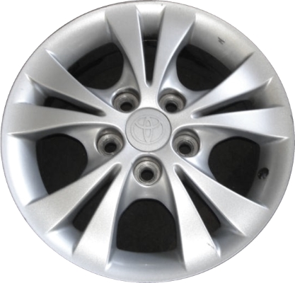 Toyota Camry 2004-2006 powder coat silver 15x6.5 aluminum wheels or rims. Hollander part number ALY69477, OEM part number 42611YY030.