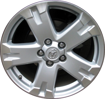 Toyota RAV4 2006-2012 silver machined 18x7.5 aluminum wheels or rims. Hollander part number ALY69509U10, OEM part number 4261142340.