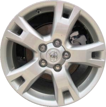 Toyota RAV4 2009-2012 powder coat silver 17x7 aluminum wheels or rims. Hollander part number ALY69555, OEM part number 4261142320, 426110R040.