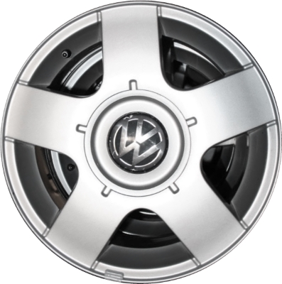 Volkswagen Golf 1999-2006, Golf GTi 1999-2002, Jetta 1999-2011 powder coat silver 15x6 aluminum wheels or rims. Hollander part number 69735, OEM part number 1J0601025AA091.